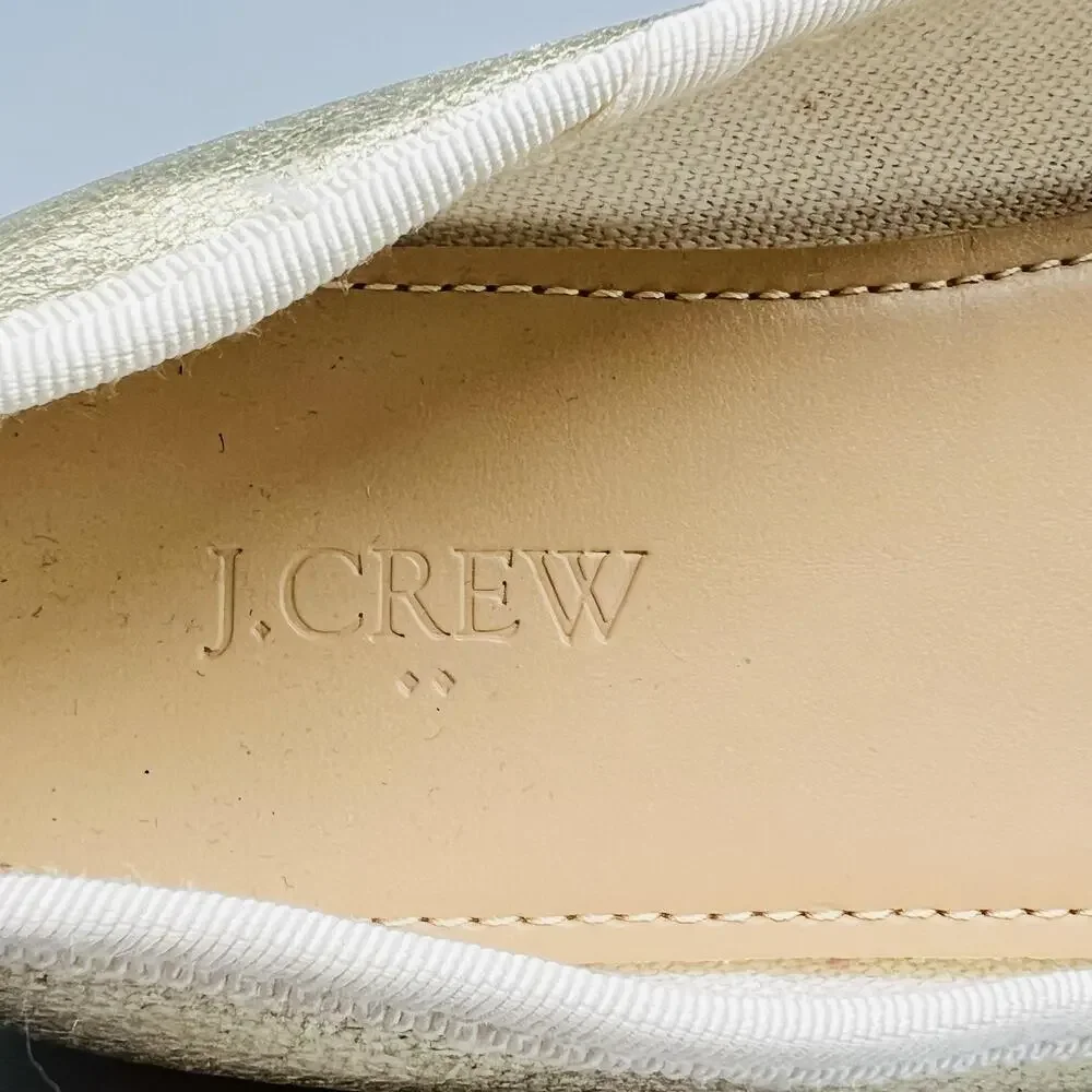 J Crew Shoes Girls 2 Gold Metallic Ballet Flats Bow Slip On Dress Casual Party